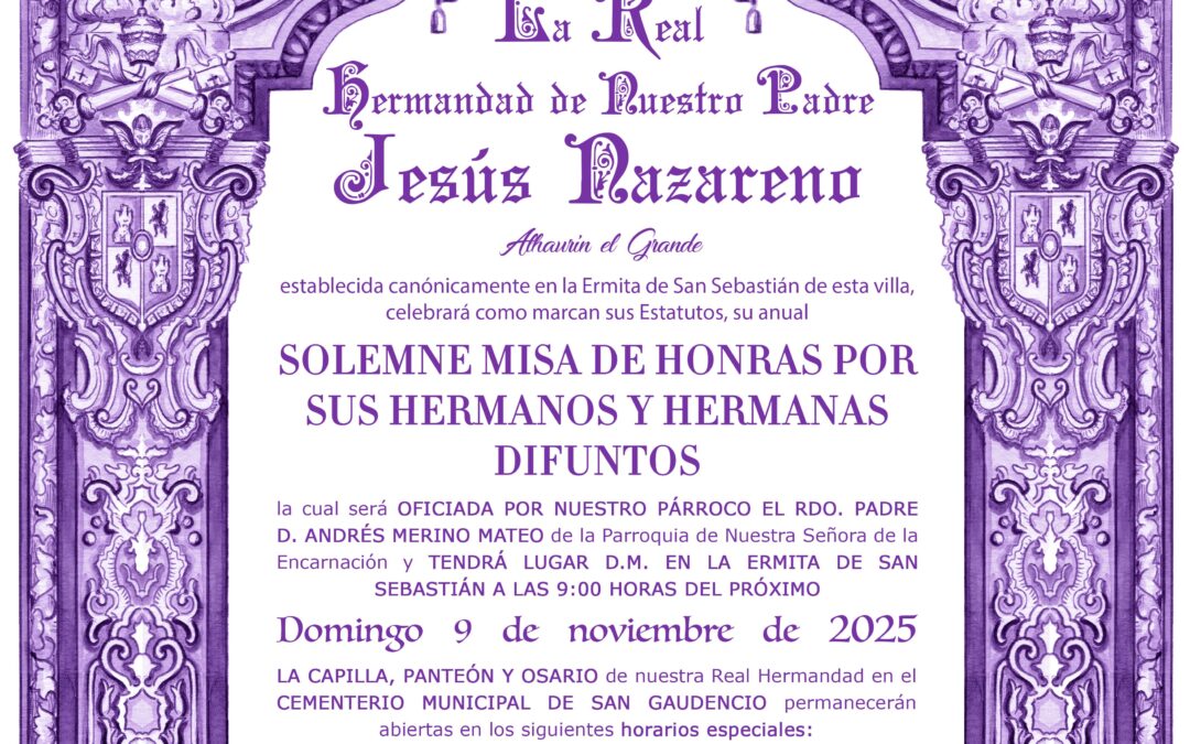 Solemne misa de honras por nuestras hermanas y hermanos difuntos