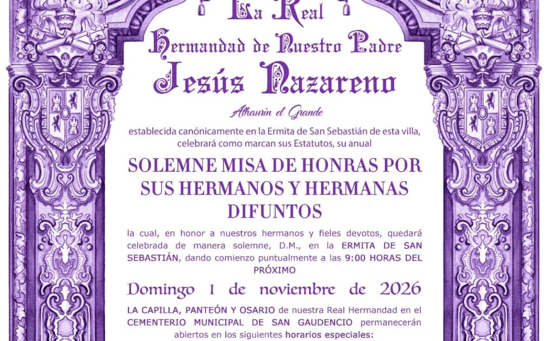 SOLEМNE MISA DE HONRAS POR NUESTRAS HERMANAS Y HERMANOS DIFUNTOS | DÍA DE TODOS LOS SANTOS